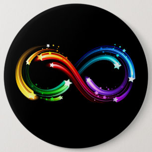 Infinity symbol of rainbow comets 6 inch round button