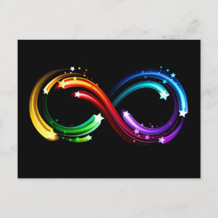 Infinity symbol of rainbow comets announcement postcard