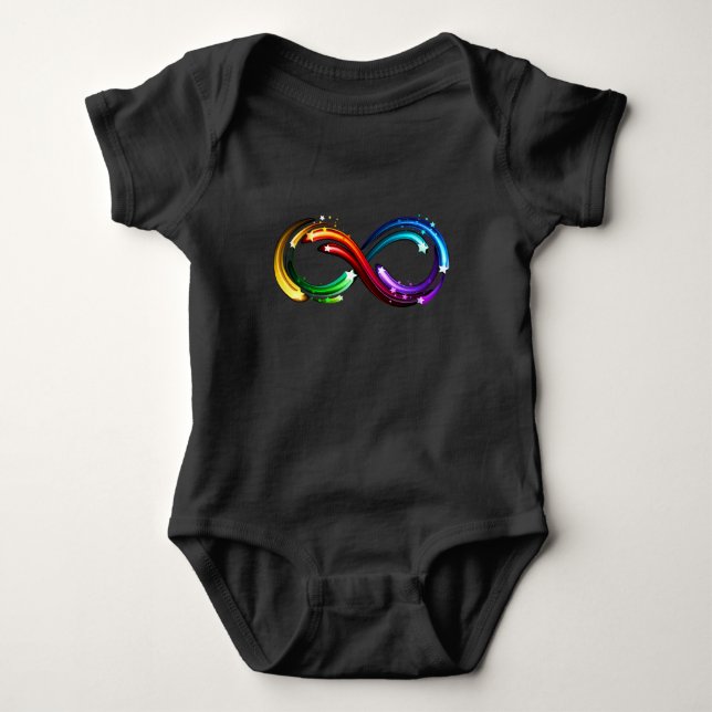 Infinity symbol of rainbow comets baby bodysuit (Front)
