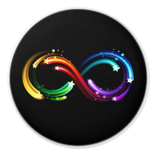 Infinity symbol of rainbow comets ceramic knob