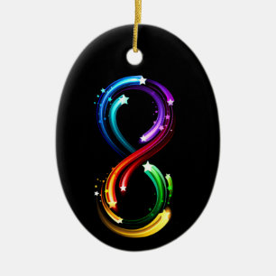 Infinity symbol of rainbow comets ceramic ornament