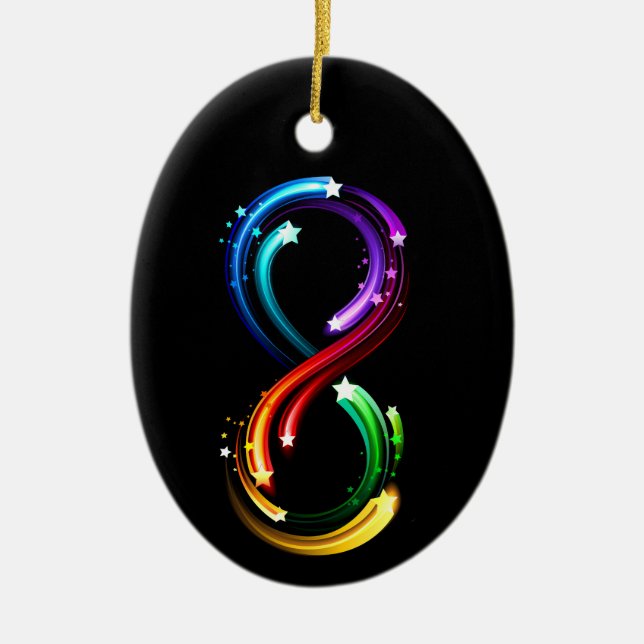 Infinity symbol of rainbow comets ceramic ornament (Front)
