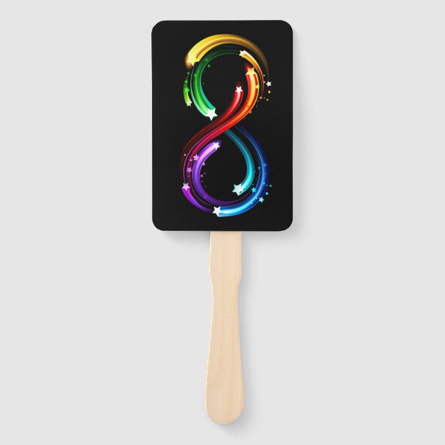 Infinity symbol of rainbow comets hand fan (Front)