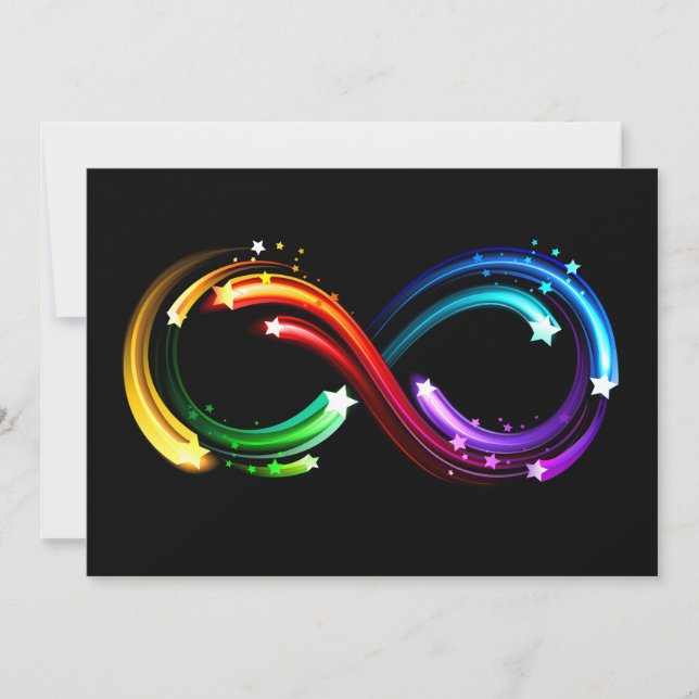 Infinity symbol of rainbow comets holiday card (Front)