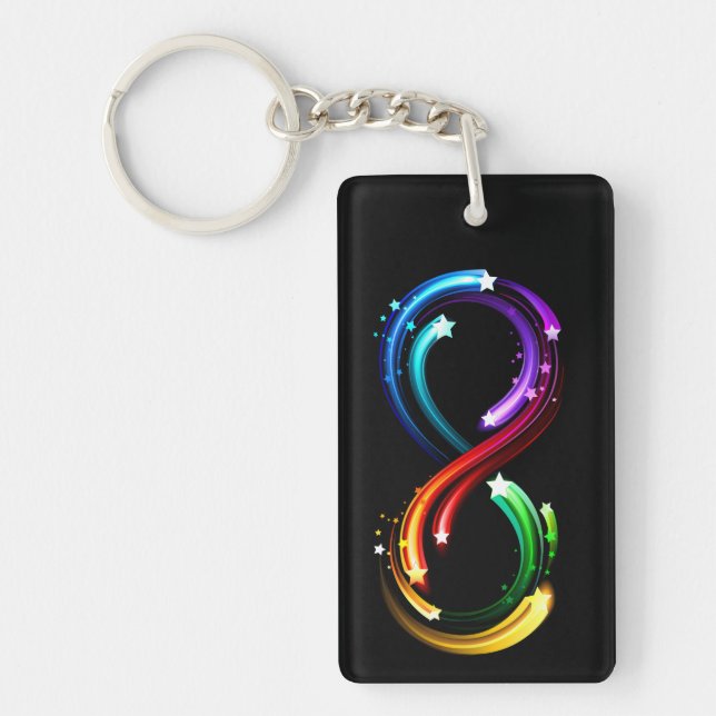 Infinity symbol of rainbow comets keychain (Front)