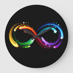 Infinity symbol of rainbow comets large clock