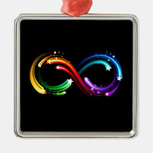 Infinity symbol of rainbow comets metal ornament