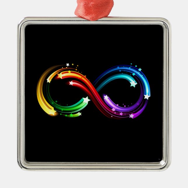 Infinity symbol of rainbow comets metal ornament (Front)