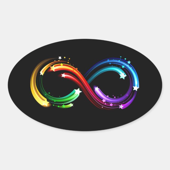 Infinity symbol of rainbow comets oval sticker (Front)