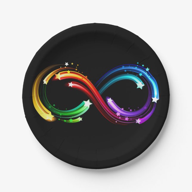 Infinity symbol of rainbow comets paper plate (Front)