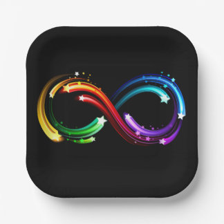 Infinity symbol of rainbow comets paper plate