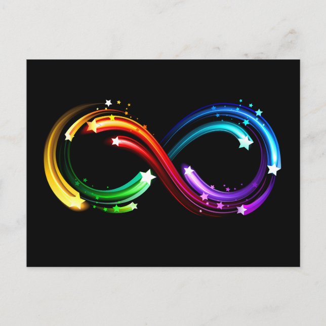Infinity symbol of rainbow comets postcard (Front)
