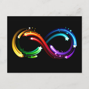 Infinity symbol of rainbow comets postcard