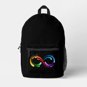 Infinity symbol of rainbow comets printed backpack