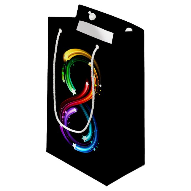 Infinity symbol of rainbow comets small gift bag (Front Angled)