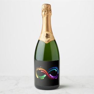 Infinity symbol of rainbow comets sparkling wine label