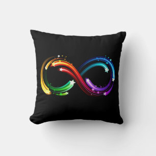 Infinity symbol of rainbow comets throw pillow