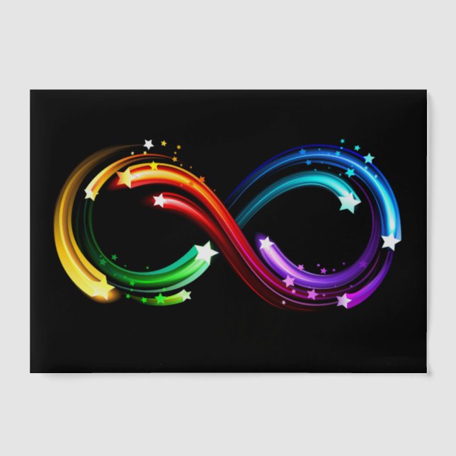 Infinity symbol of rainbow comets vellum invitations (Front)
