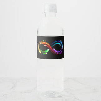 Infinity symbol of rainbow comets water bottle label