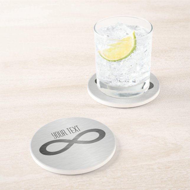 Infinity Symbol On Faux Metal Texture by STaylor Coaster (Side)
