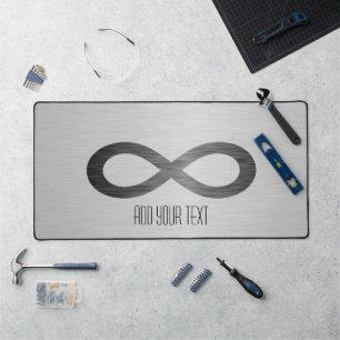 Infinity Symbol on Faux Metal Texture by STaylor Desk Mat