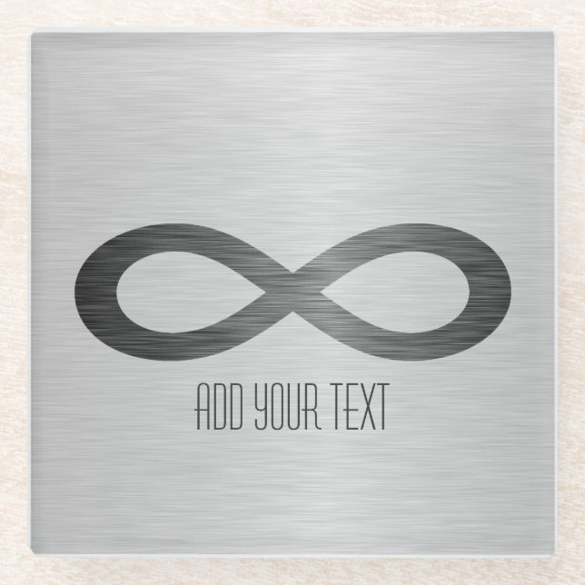Infinity Symbol On Faux Metal Texture by STaylor Glass Coaster (Front)