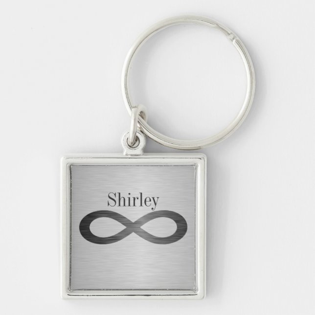 Infinity Symbol On Faux Metal Texture by STaylor Keychain (Front)