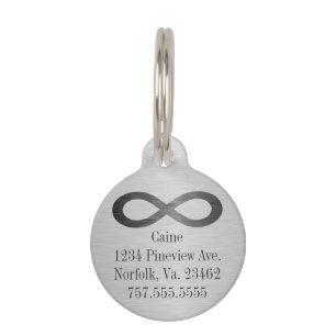 Infinity Symbol On Faux Metal Texture by STaylor Pet Tag