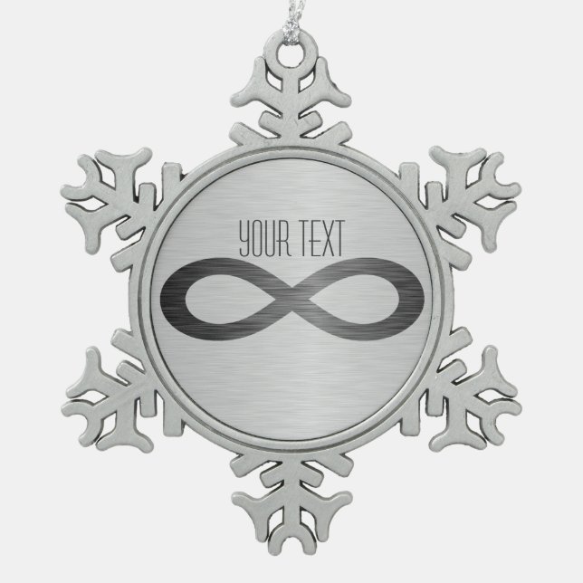 Infinity Symbol On Faux Metal Texture by STaylor Snowflake Pewter Christmas Ornament (Front)