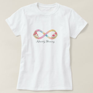 Infinity Symbol Watercolor Pink Floral Blooming T-Shirt