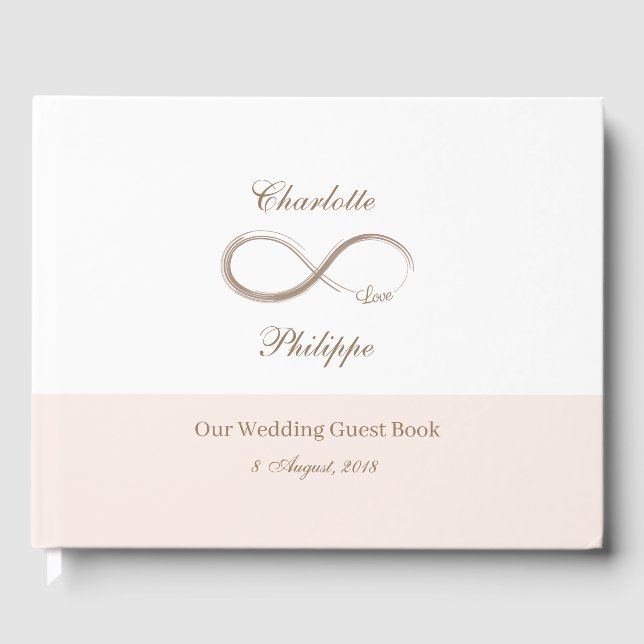 Infinity Symbol White Blush minimalist Wedding Guest Book (Front)