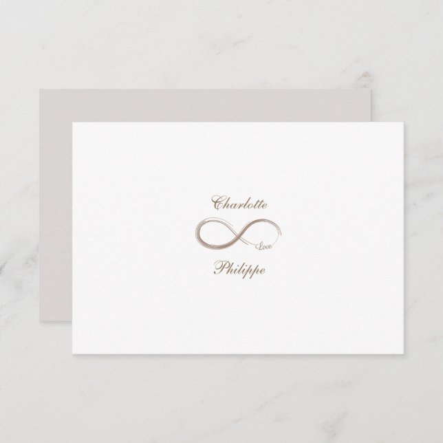 Infinity Symbol White Grey Gold Wedding RSVP Invitation (Front/Back)