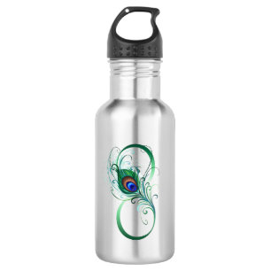 Infinity Symbol with Peacock Feather 532 Ml Water Bottle