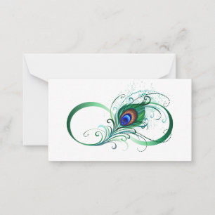 Infinity Symbol with Peacock Feather Advice Card