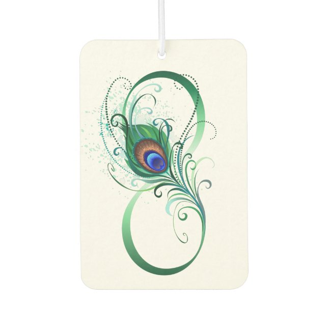 Infinity Symbol with Peacock Feather Air Freshener (Front)