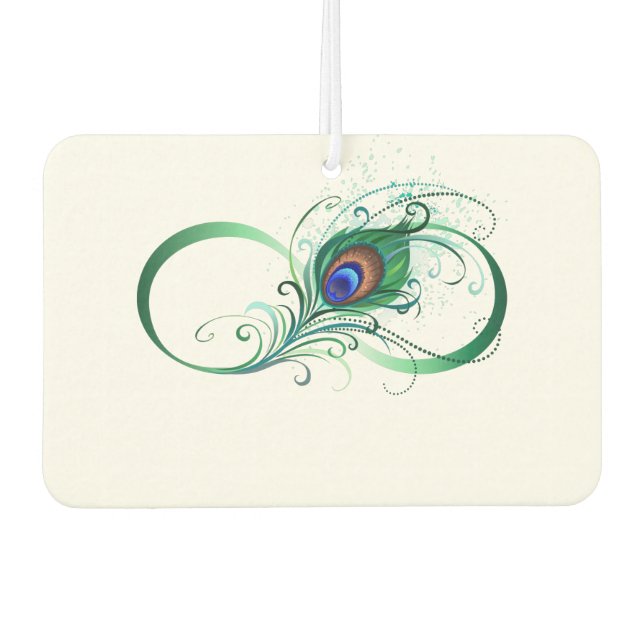 Infinity Symbol with Peacock Feather Air Freshener (Front)