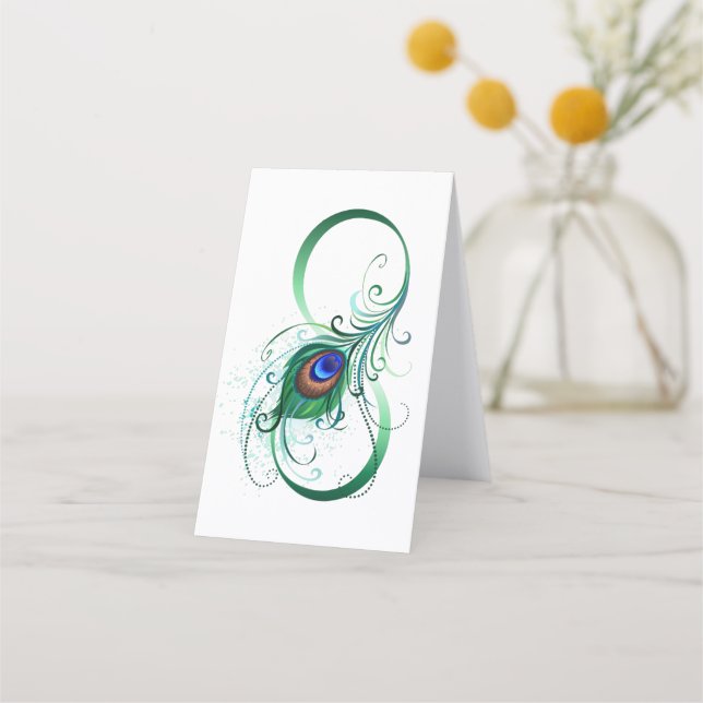Infinity Symbol with Peacock Feather Appointment Card (Back)