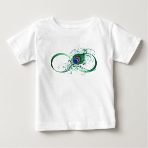 Infinity Symbol with Peacock Feather Baby T-Shirt