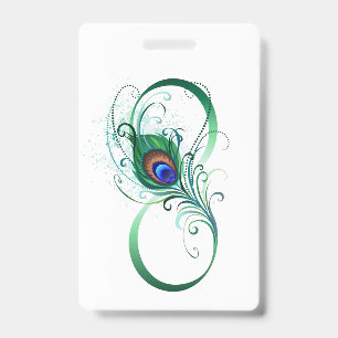 Infinity Symbol with Peacock Feather Badge