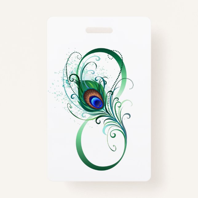 Infinity Symbol with Peacock Feather Badge (Front)