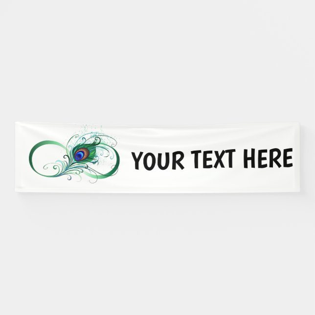 Infinity Symbol with Peacock Feather Banner (Horizontal)