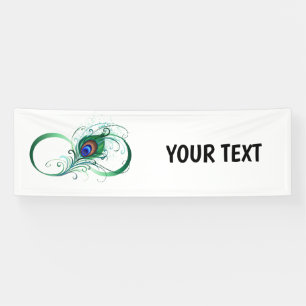 Infinity Symbol with Peacock Feather Banner