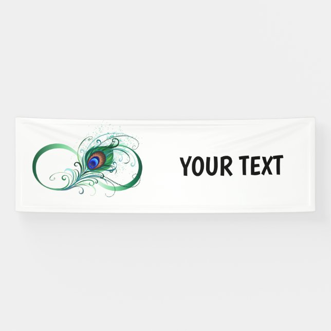Infinity Symbol with Peacock Feather Banner (Horizontal)
