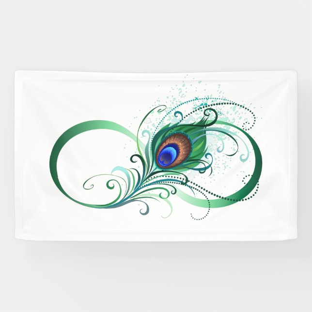 Infinity Symbol with Peacock Feather Banner (Horizontal)