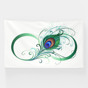 Infinity Symbol with Peacock Feather Banner
