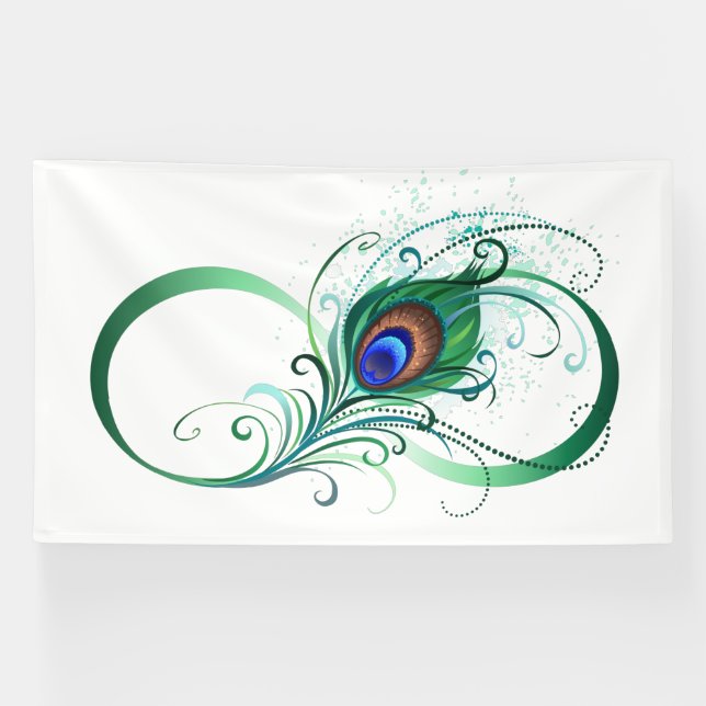 Infinity Symbol with Peacock Feather Banner (Horizontal)