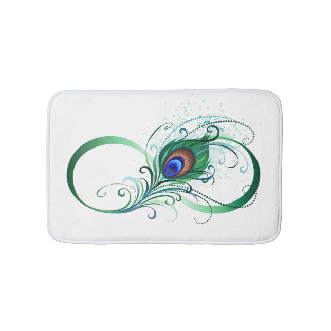 Infinity Symbol with Peacock Feather Bath Mat (Front)