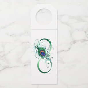 Infinity Symbol with Peacock Feather Bottle Tag