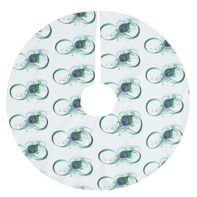 Infinity Symbol with Peacock Feather Brushed Polyester Tree Skirt (Front)