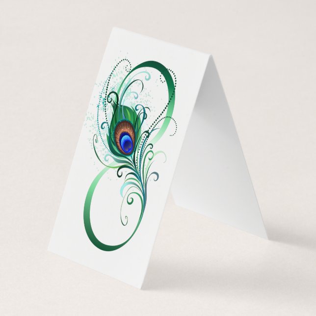 Infinity Symbol with Peacock Feather Business Card (Back)